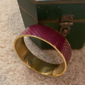 J Crew | Gold Maroon Thick Bangle